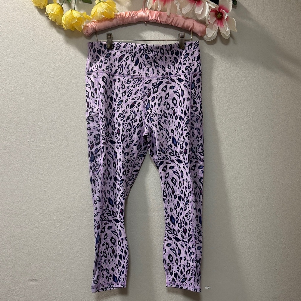 Girls' Lavender Leopard Print Active Leggings